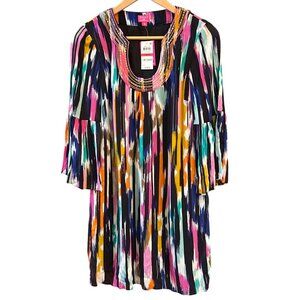 NWT Trina Turk X Inc Collaboration IKAT Dress Resort Wear Vibrant Beachy Tunic